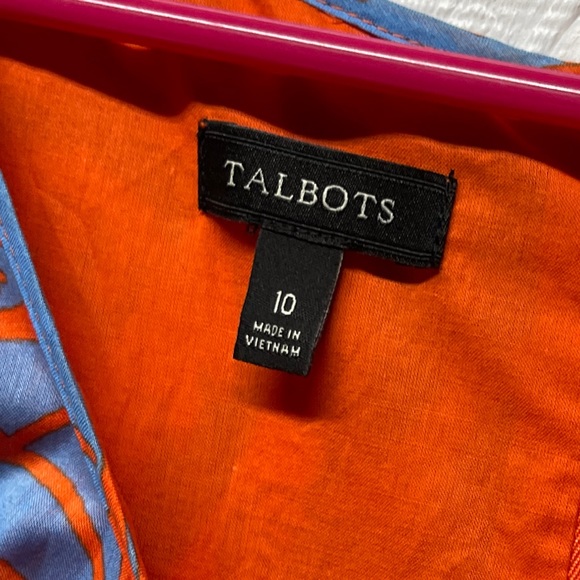 Talbots Orange Blue Floral Scoop Neck Sheath Dress - Picture 3 of 8